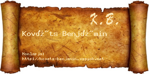 Kováts Benjámin névjegykártya